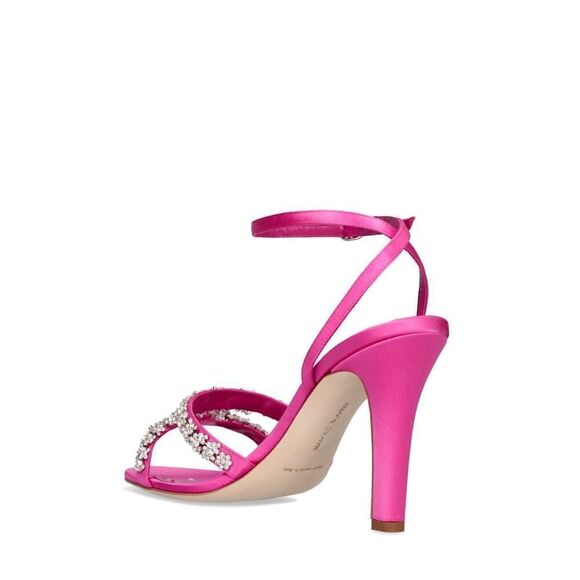 MANOLO BLAHNIK Vedada Satin Crystal Embellished Sandals 38 - Picture 4 of 10